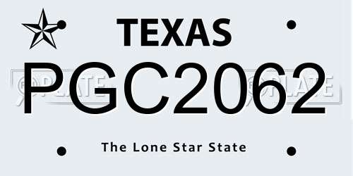 PGC2062 Texas License Plate