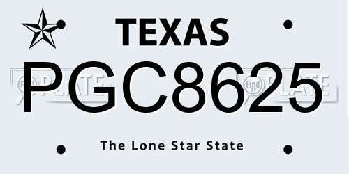 PGC8625 Texas License Plate