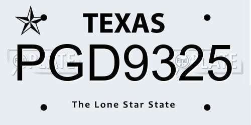 PGD9325 Texas License Plate