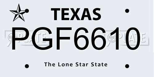 PGF6610 Texas License Plate
