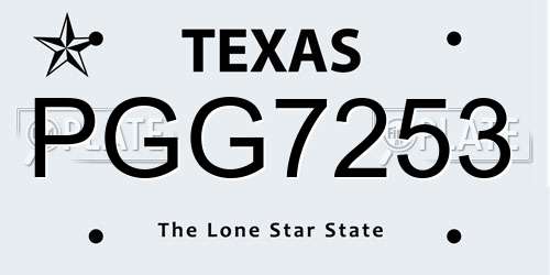 PGG7253 Texas License Plate