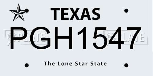 PGH1547 Texas License Plate