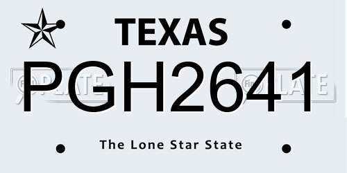 PGH2641 Texas License Plate