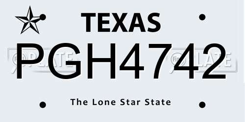 PGH4742 Texas License Plate
