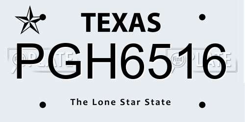 PGH6516 Texas License Plate