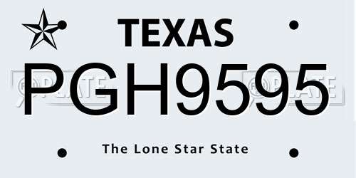 PGH9595 Texas License Plate