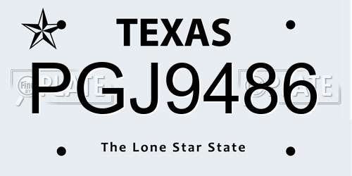 PGJ9486 Texas License Plate