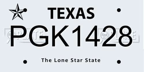 PGK1428 Texas License Plate