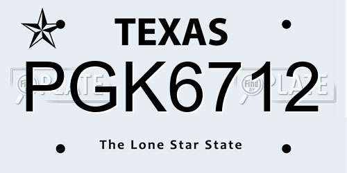 PGK6712 Texas License Plate