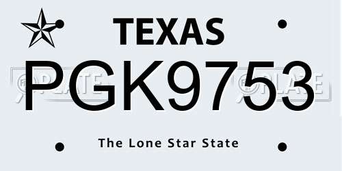 PGK9753 Texas License Plate