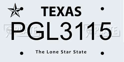 PGL3115 Texas License Plate