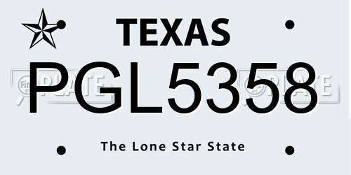 PGL5358 Texas License Plate