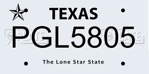 PGL5805 Texas License Plate