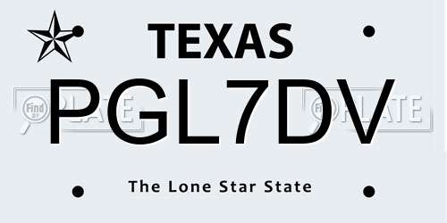 PGL7DV Texas License Plate
