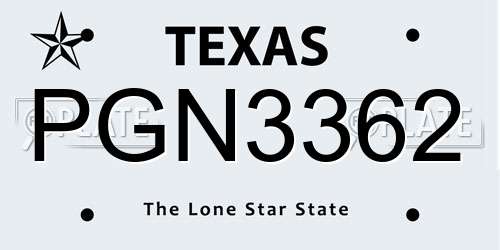 PGN3362 Texas License Plate