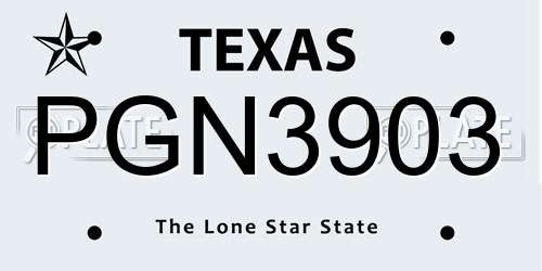 PGN3903 Texas License Plate