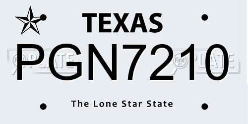 PGN7210 Texas License Plate