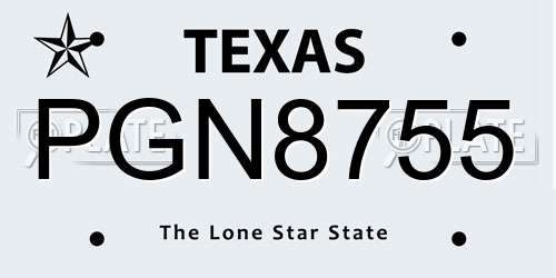 PGN8755 Texas License Plate
