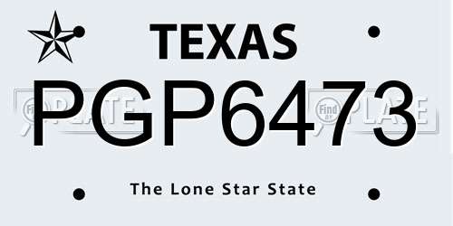 PGP6473 Texas License Plate