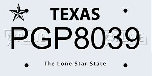 PGP8039 Texas License Plate