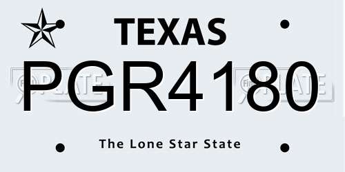 PGR4180 Texas License Plate