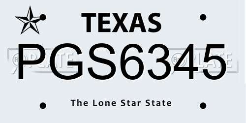 PGS6345 Texas License Plate