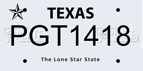 PGT1418 Texas License Plate