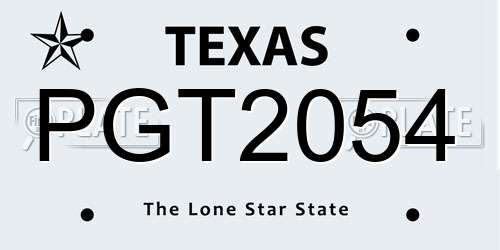 PGT2054 Texas License Plate