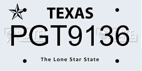 PGT9136 Texas License Plate