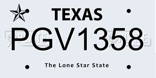 PGV1358 Texas License Plate