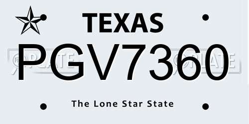 PGV7360 Texas License Plate