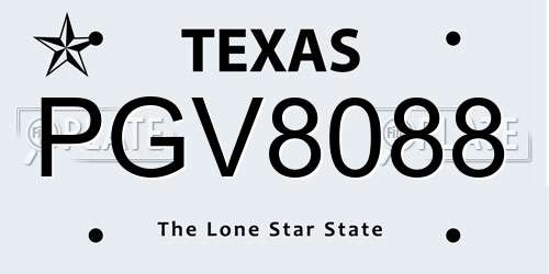 PGV8088 Texas License Plate