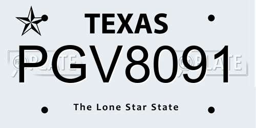 PGV8091 Texas License Plate