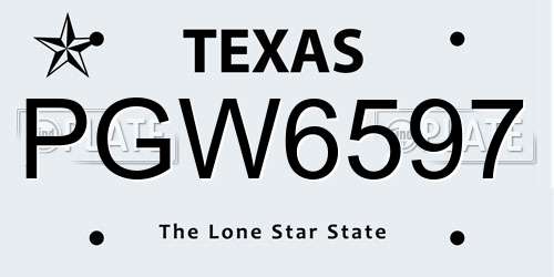 PGW6597 Texas License Plate