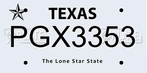 PGX3353 Texas License Plate