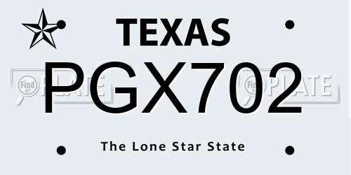 PGX702 Texas License Plate