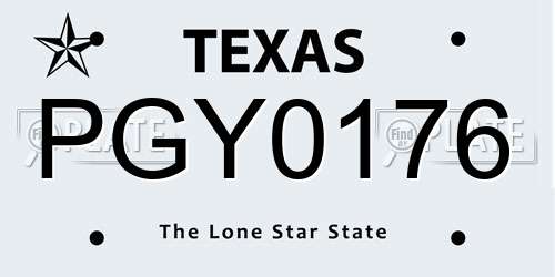 PGY0176 Texas License Plate