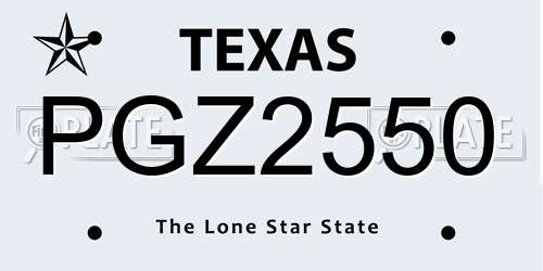 PGZ2550 Texas License Plate