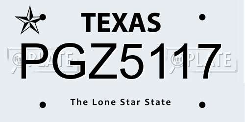 PGZ5117 Texas License Plate