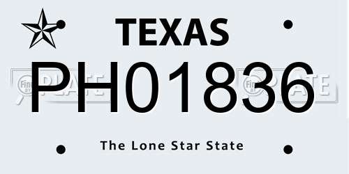 PH01836 Texas License Plate