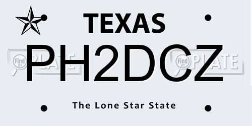 PH2DCZ Texas License Plate