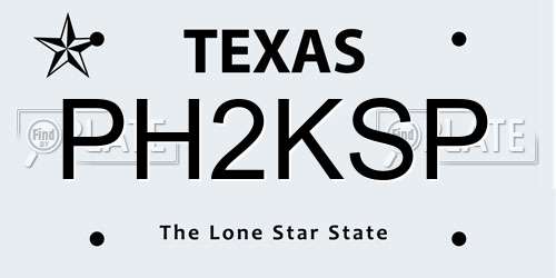 PH2KSP Texas License Plate