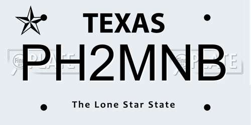 PH2MNB Texas License Plate