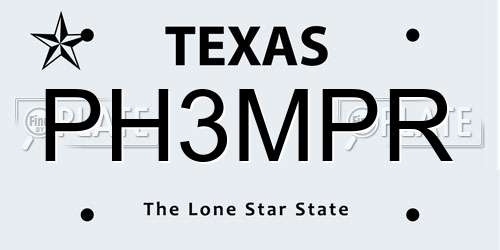 PH3MPR Texas License Plate