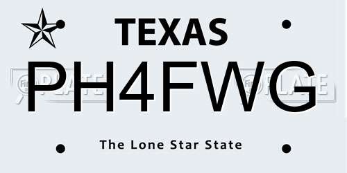 PH4FWG Texas License Plate