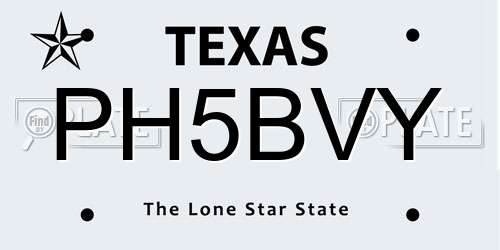 PH5BVY Texas License Plate
