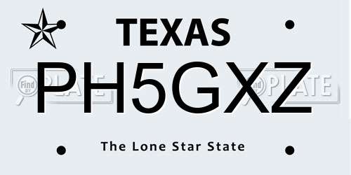 PH5GXZ Texas License Plate