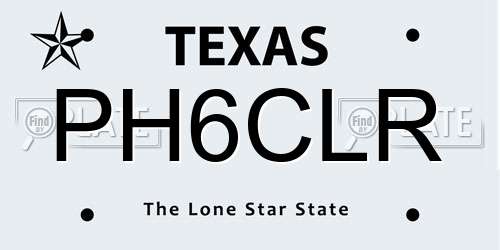 PH6CLR Texas License Plate