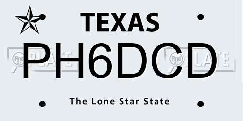 PH6DCD Texas License Plate