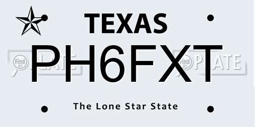 PH6FXT Texas License Plate